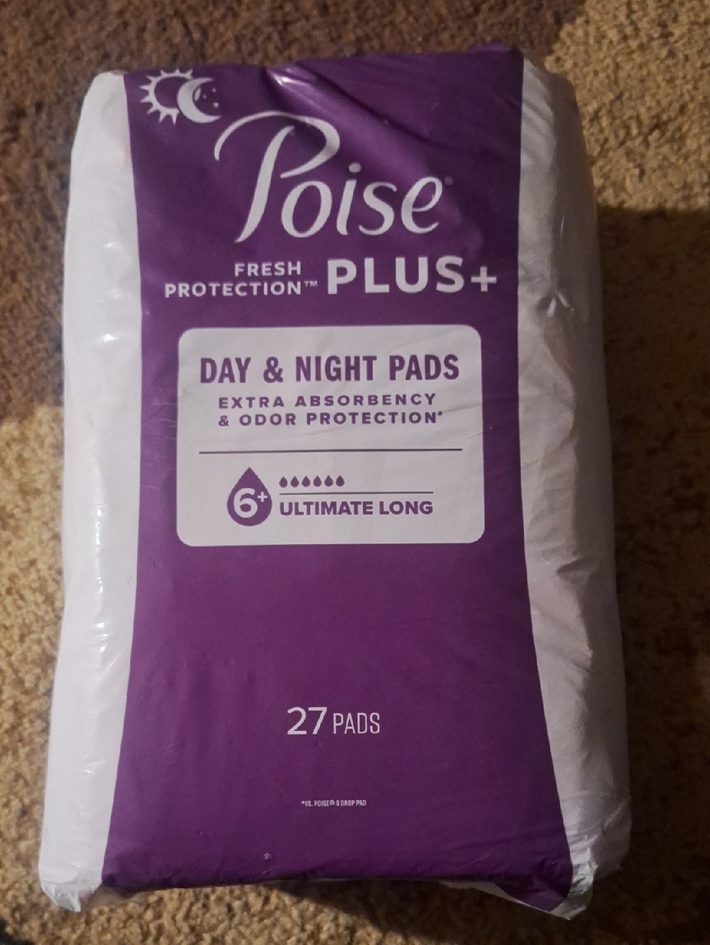 Poise Plus+ Day & Night Pads - Purple (27 Count)